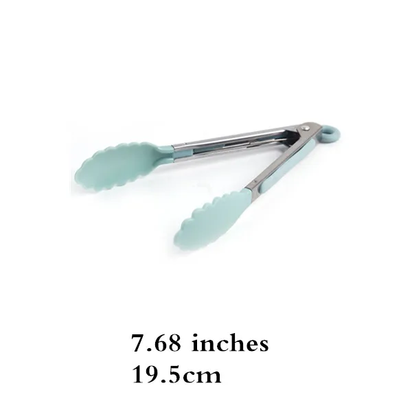 light blue Силиконовые 7/9/12/14/16 дюймов спагетти салат тосты барбекю мясо длинный плоский щипцы инструмент для кухни инструменты для приготовления пищи щипцы для еды - Цвет: light blue