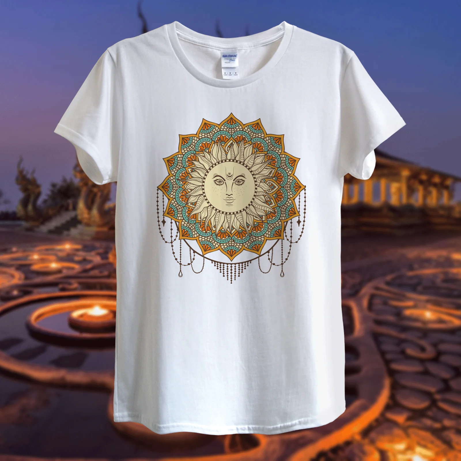 Новинка 2021 дизайнерская футболка для йоги с изображением мандалы солнца