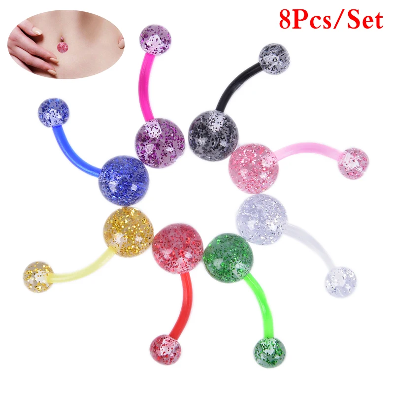 

Mix Acrylic Glitters Belly Button Navel Ring Barbell Body Piercing Jewelry