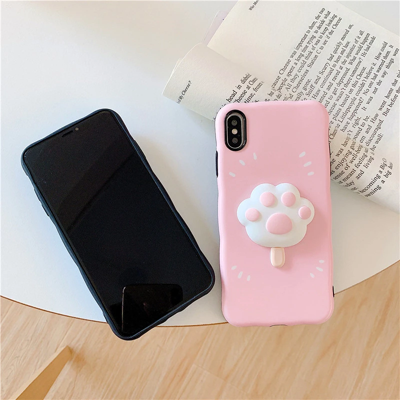 3D Милые Кошачьи Когти Чехол для телефона для iphone SE 2020 11Pro MAX XS XR X 6 6s 7 8Plus Картонный Мягкий Силиконовый Ковер с Рисунком Мороженого.