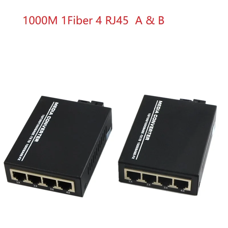 

1 пара, 1000 м, 1 волокно, 4 порта RJ45, 3 км или 20 км, волоконно-оптический медиа-конвертер, одномодовый волоконно-оптический трансивер, один режим