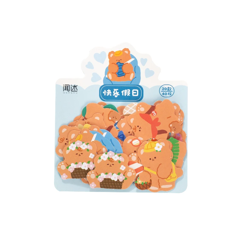 

40 Pcs/pack Cute Bear Stickers Scrapbooking Computer Phone Case Decorative Sticker Pack DIY Diary Album Kawaii Korean Stationery