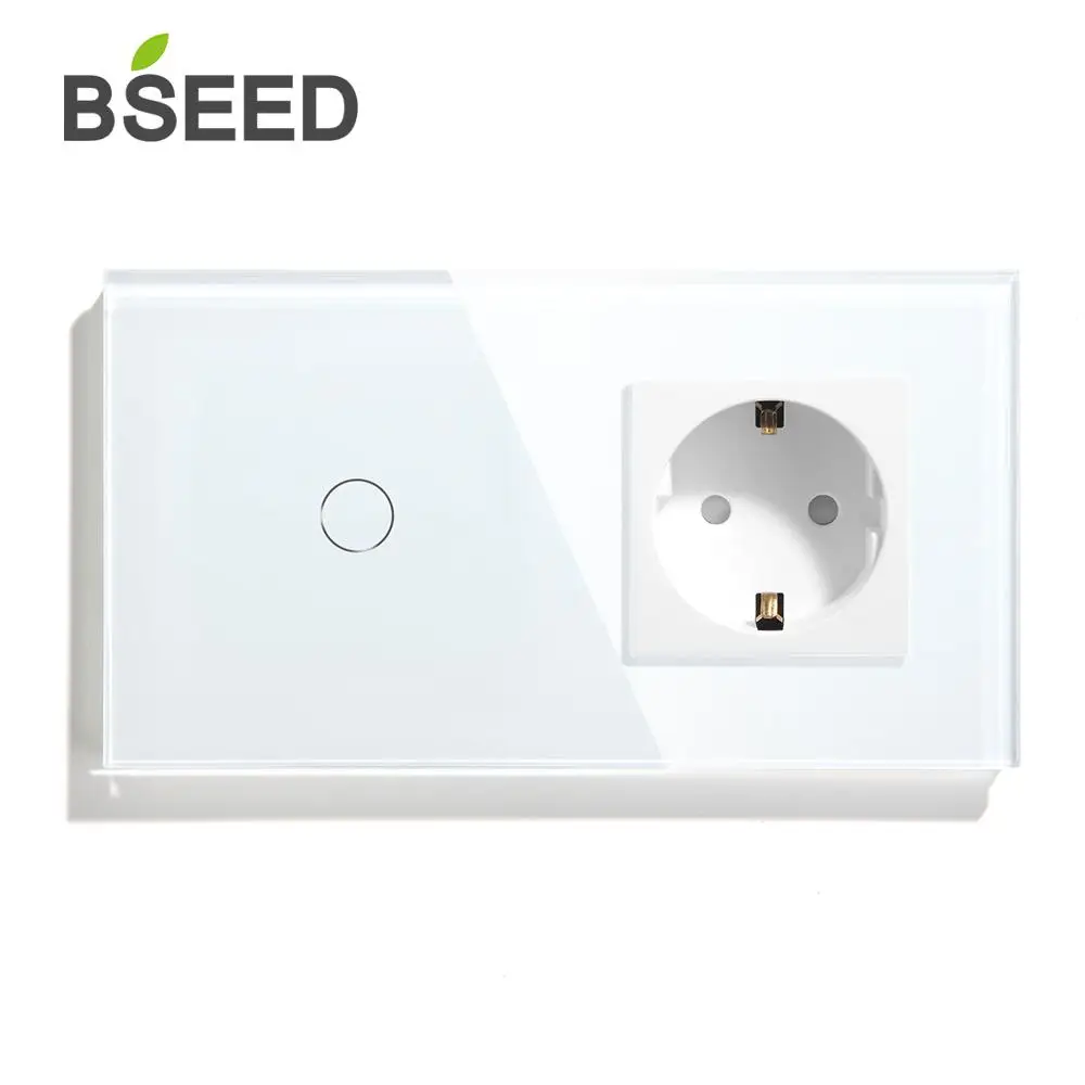 Сенсорный выключатель BSEED Mvava 1 клавиша канал 2 канала с розеткой европейского