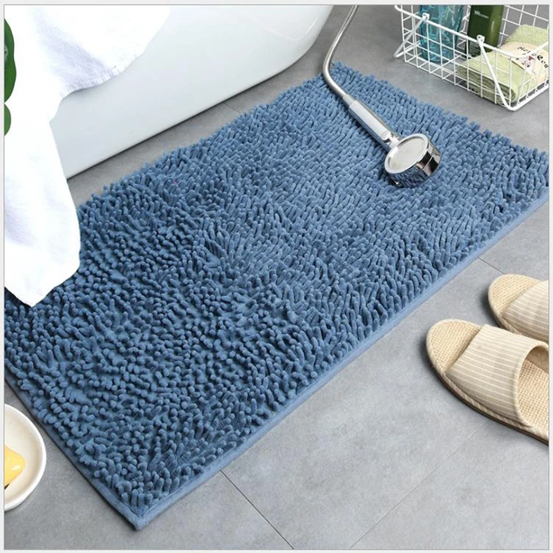 

Chenille Bathroom Rug Silicone Absorbent Non-slip Home Mat in the Bathroom Soft Plush Floor Carpet for Bathtub Balcony