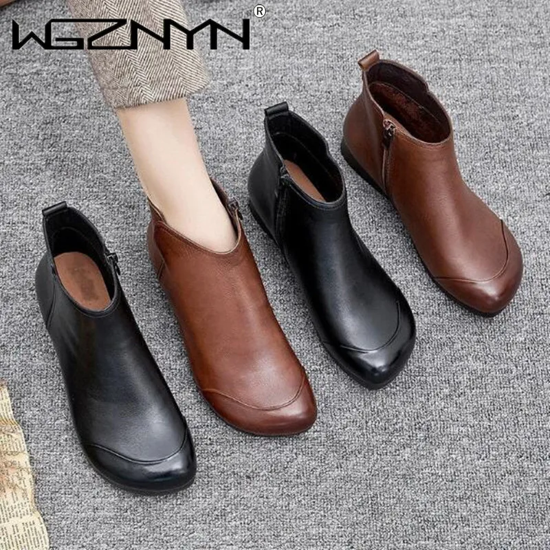 

New Autumn Winter Shoes Women Retro Punk Women Boots Fashion Pu Leather Zipper Ankle Boots Zapatos De Mujer Wram Botas Mujer