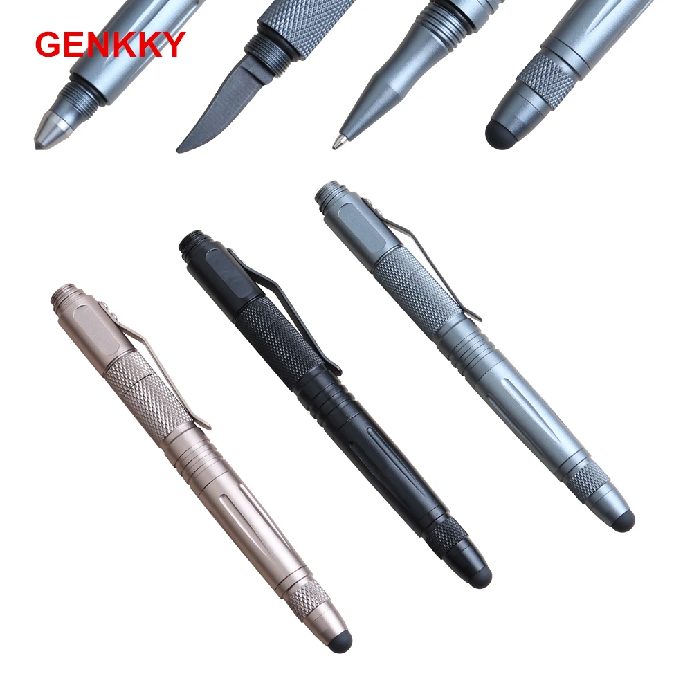 1PCS GENKKY Multi-function Pen Defense Tactical Metal Touch Ballpoint Pens For School Office supplies Survive Broken Windows | Письменные