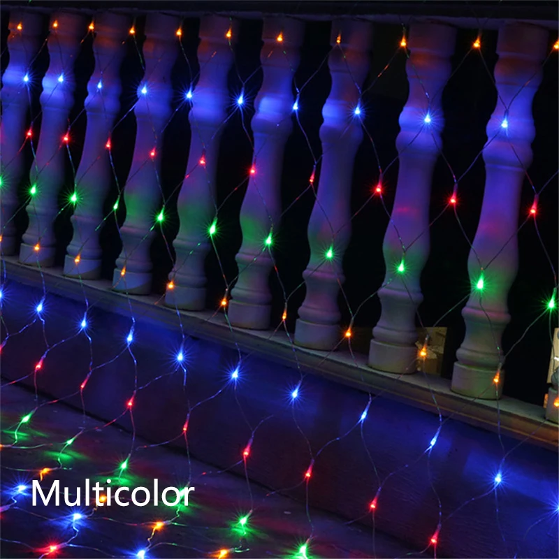 US Plug Net Mesh Christmas Light LED Waterproof String Lights Fairy Xmas Decor Party Garlands Garden Wedding Decoration | Лампы и