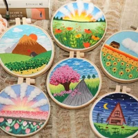 beginners ornament needle thread diy crafts handmade flower embroidery embroidery hoop needle punch cross stitch kit
