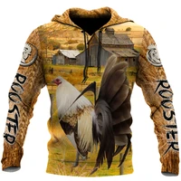 latest farm rooster 3d printed hoodie casual street sweatshirt autumn mens unisex zipper hoodie
