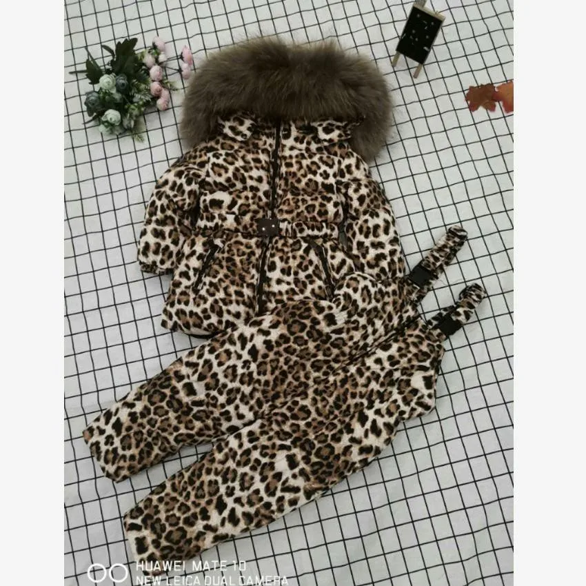 

Winter Hooded Down Jacket Coat Kids Snow Wear Warm Leopard Outerwear Real Raccoon Dog Fur Collar Parka Modis Down Jacket Y1613