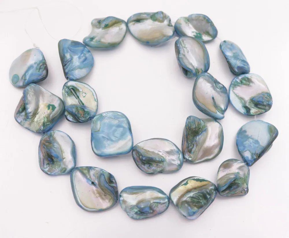 

Freeform Shell Mother of Pearl Loose Beads White Black 14mm-22mm 15"