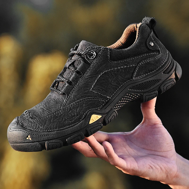 Jual Kualitas Tinggi Desainer Populer Hiking Sepatu Pria Nubuck Kulit Asli Sepatu Outdoor Ankle Boots Mewah Pria Sepatu Retro