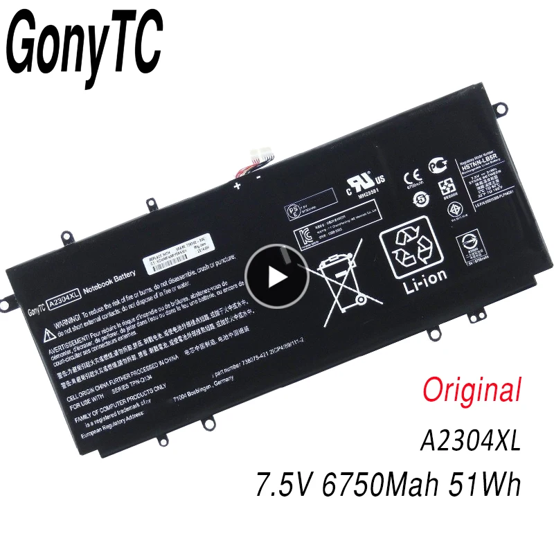 

Original New A2304XL Battery For HP Chromebook 14-Q 14-Q010NR 14-Q000 14-q049wm HSTNN-LB5R 738392-005 738075-421 2ICP4/69/111-2