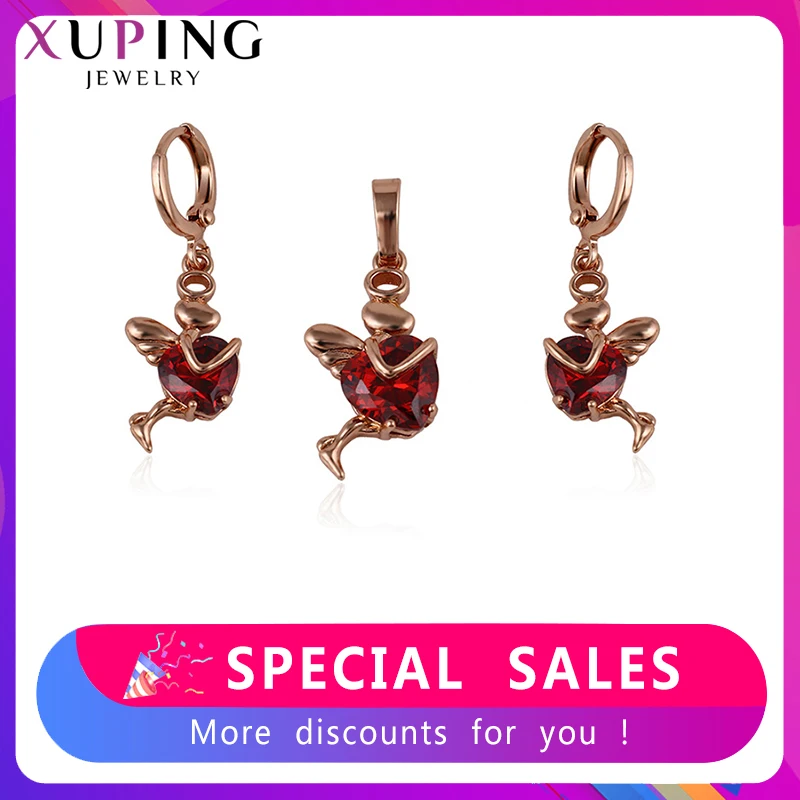 Xuping Модные Роскошные Ювелирные наборы ангел любовь розовое золото покрытие