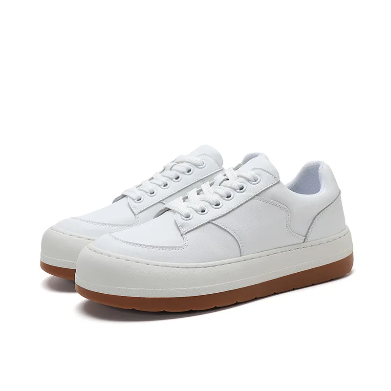 

Женские ботинки на толстой подошве, повседневные белые ботинки с круглым носком, женские ботинки с низким верхом