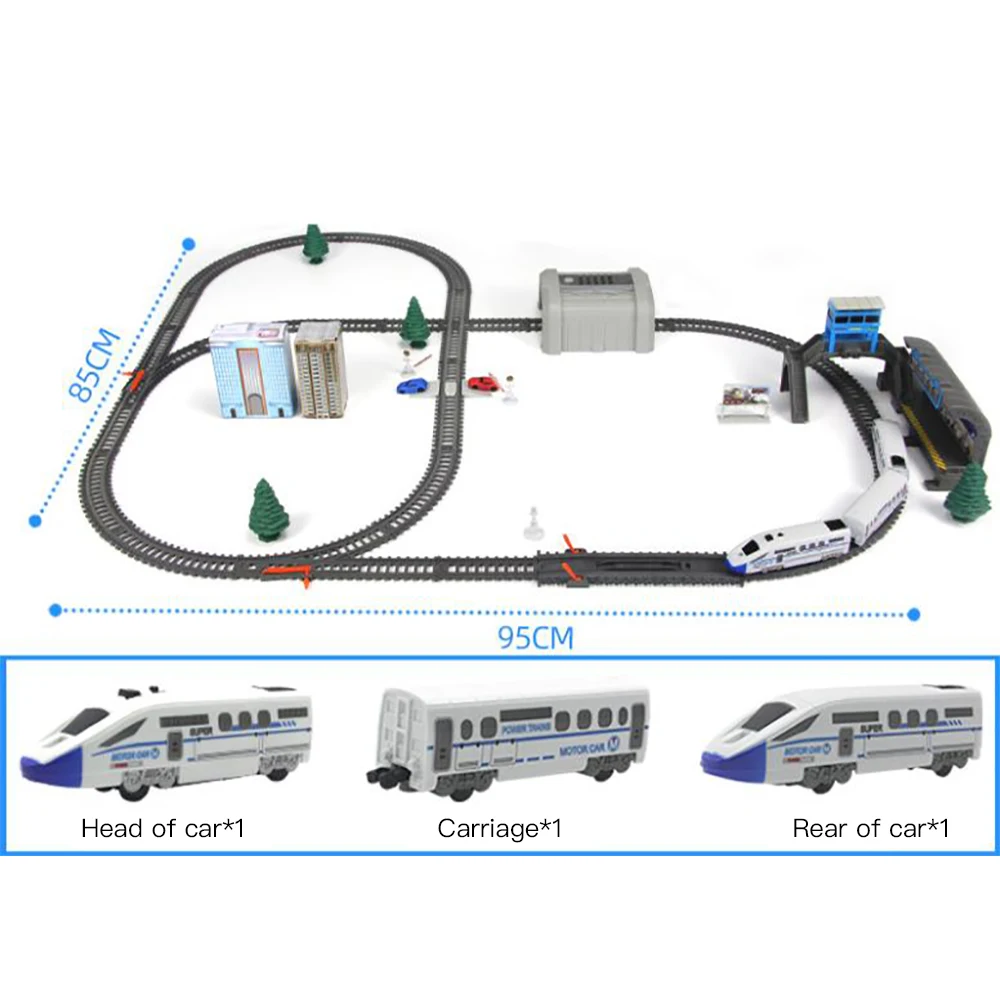 

50pcs Simulation High-Speed Rail Trains Electric Trains Harmony Round Trains Toy Set Overpass Piers Tunnels Carriage Boy Toys