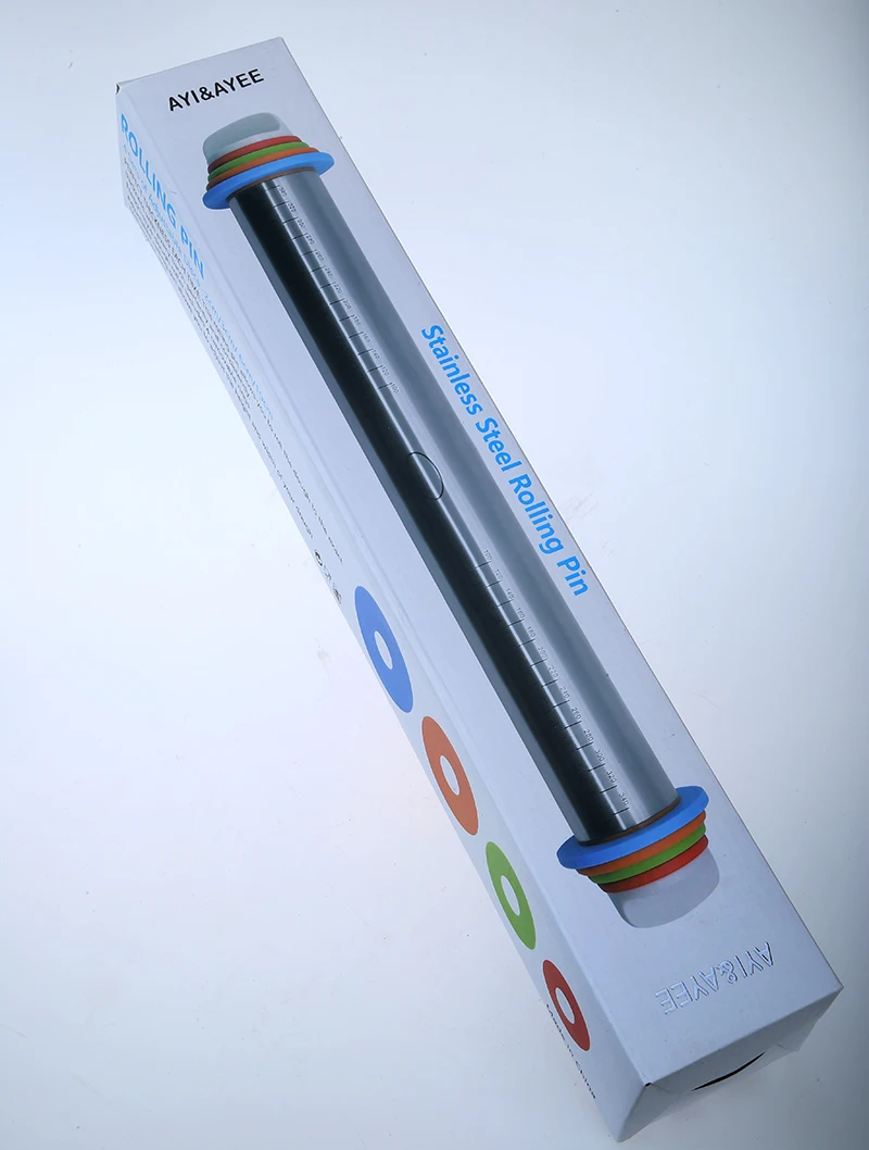 

AYI&AYEE 17"(44cm) Cookie Rolling Pins Adjustable Roller Stainless Steel With Silicone Fondant Dough Mat Heat Resistant