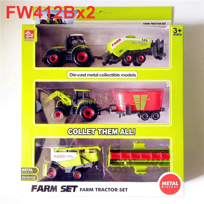 FW412Bx2-STP Литые под давлением фермерские игрушечные транспортные средства, литые под давлением металлические коллекционные модели автомобилей, сельскохозяйственные тракторы плантаторы трейлеры игровой набор, собрать их все - Цвет: FW412Bx2-STP