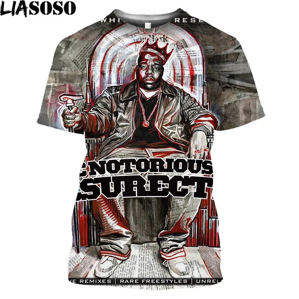 Fun Notorious Big Shirt Mens Short Sleeve Biggie Smalls Tshirt Hip Hop Rock Tupac 2pac T Shirt Male Notorious B.I.G. Tee Tops