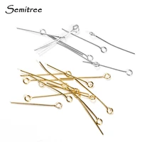 semitree 100pcs 0 6mm stainless steel gold color eye pins hooks diy earrings findings for handmade crafts jewelry making 2030mm