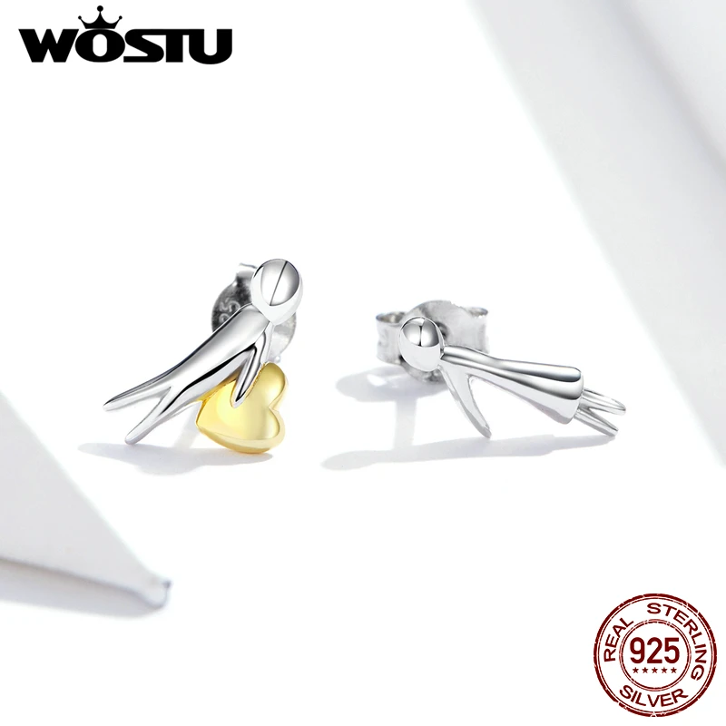 Серьги-гвоздики из серебра 925 пробы в виде сердечек | Украшения и аксессуары