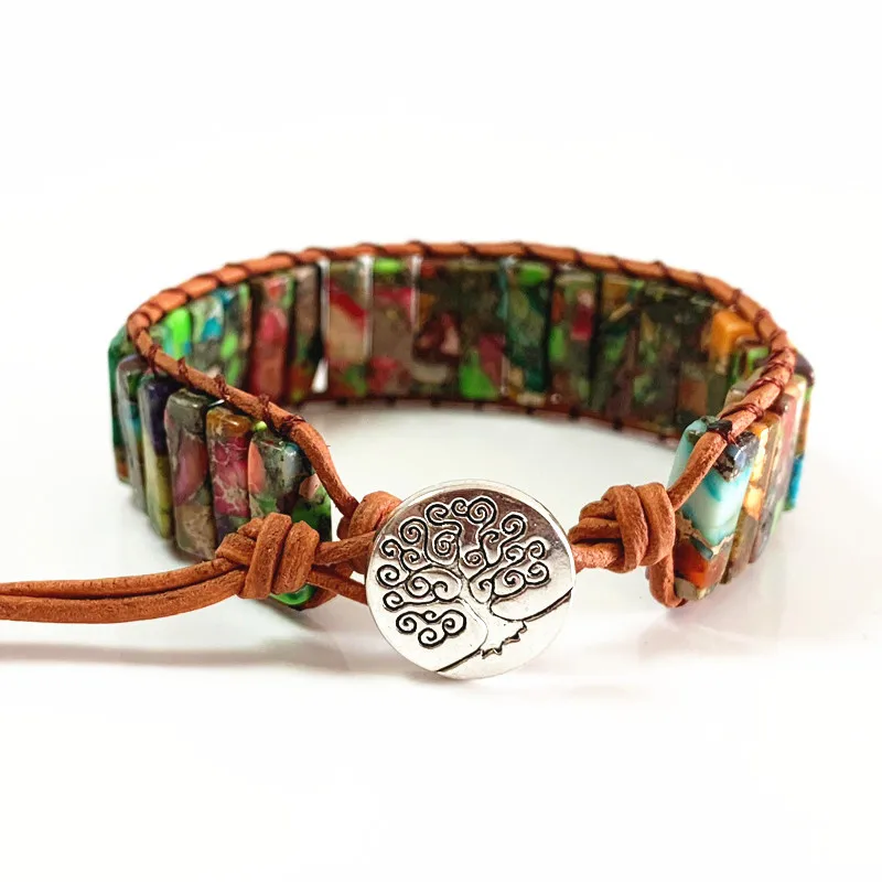 

Bohemia Ethnic Femme Bracelet for Women Natural Stone Leather Wrap Bracelet Beads Female Jewelry Dropshipping