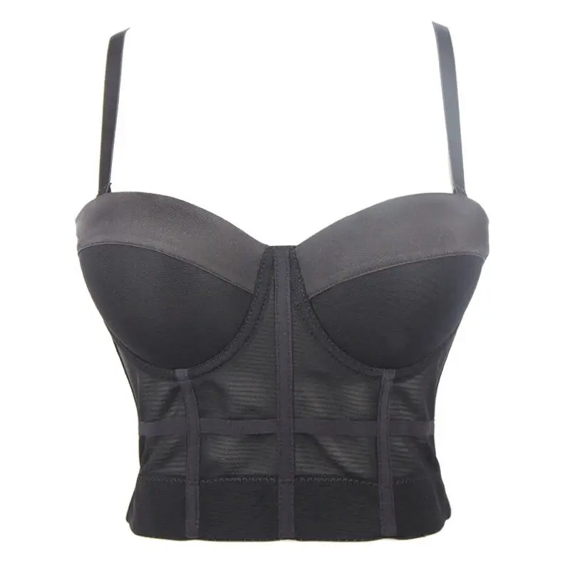

Women 2021 Summer New Fashion Bustiers Cropped Tops Female Short Camisoles Corset Bra Ladies Party Night Club Mesh Vest E248