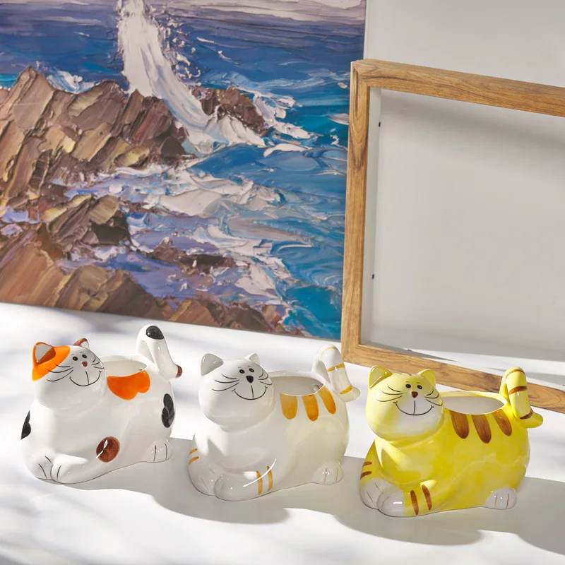 Креативный керамический горшок для суккулентов цветочный животных создания