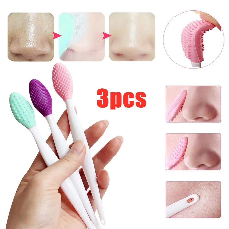 3 шт. Красота кожи уход мыть за кожей лица силиконовая щеточка отшелушивающая нос