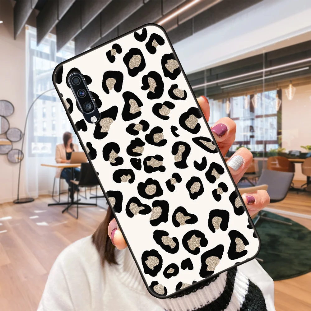 Phone Case For Samsung Galaxy A 50 51 71 70 7 5 10 20 30 40 41 21 S E Black Cover Hoesjes Tpu Funda Luxury Leopard pattern | Мобильные