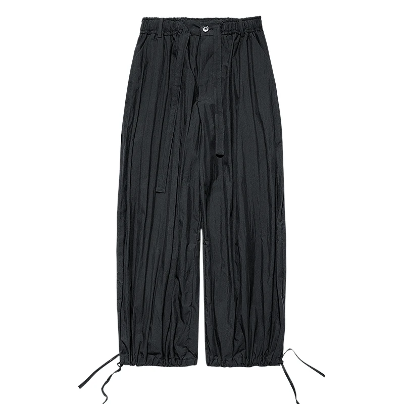 

[HUANXIANGZHE] 2020 Summer dark style original design Elastic waist pants ankle-length pants Mens Loose No gender