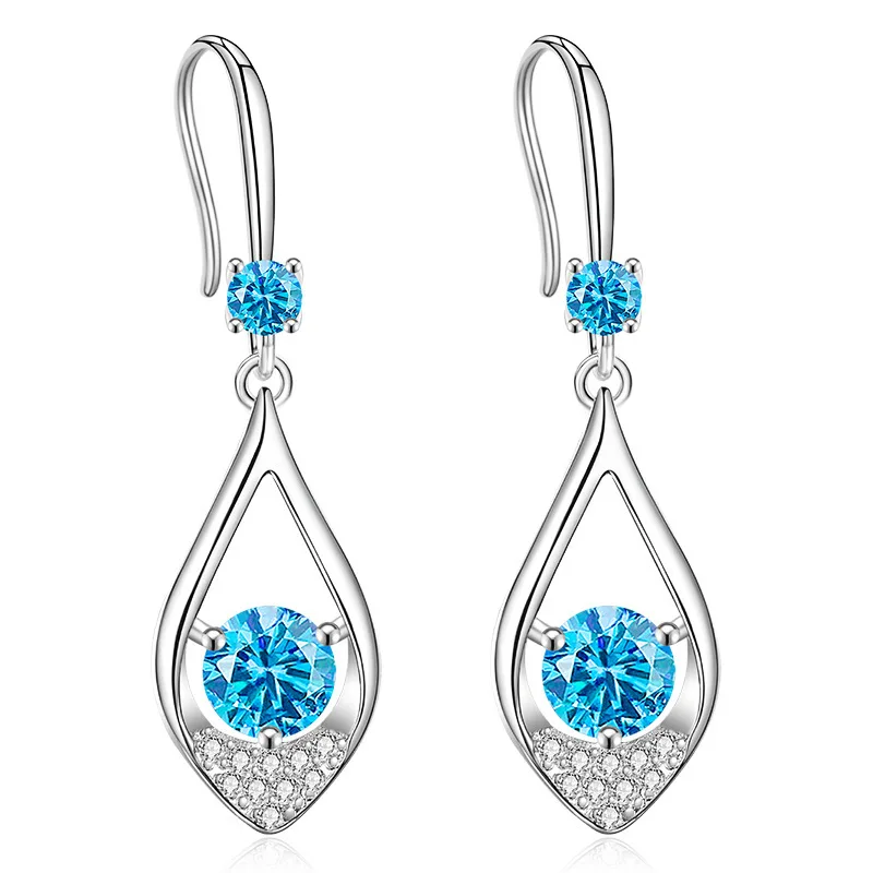 Женские серьги-подвески из серебра 100% пробы с розовым топазом