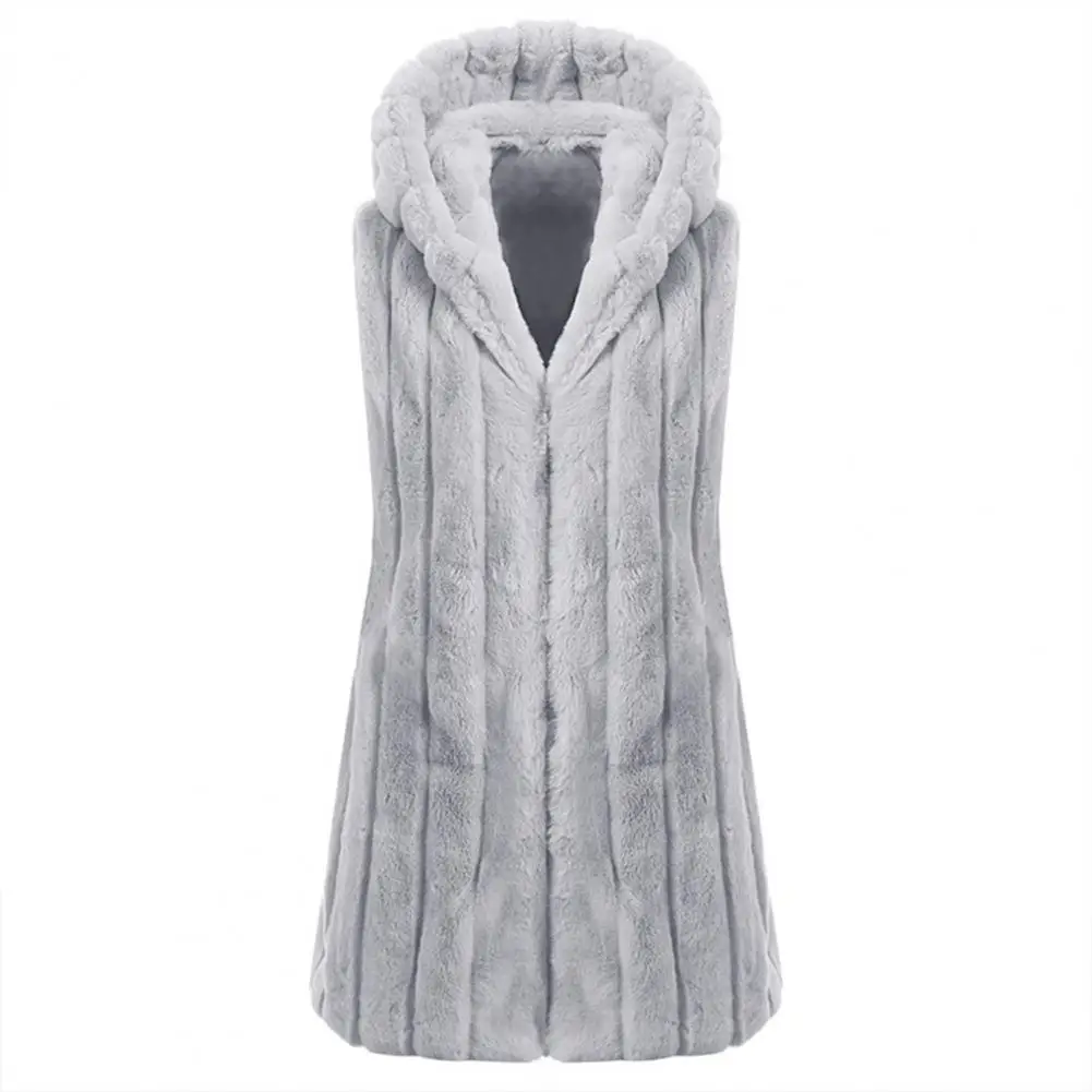 Женский Пушистый Жилет 2021 года облегающий жилет с капюшоном на талии пальто