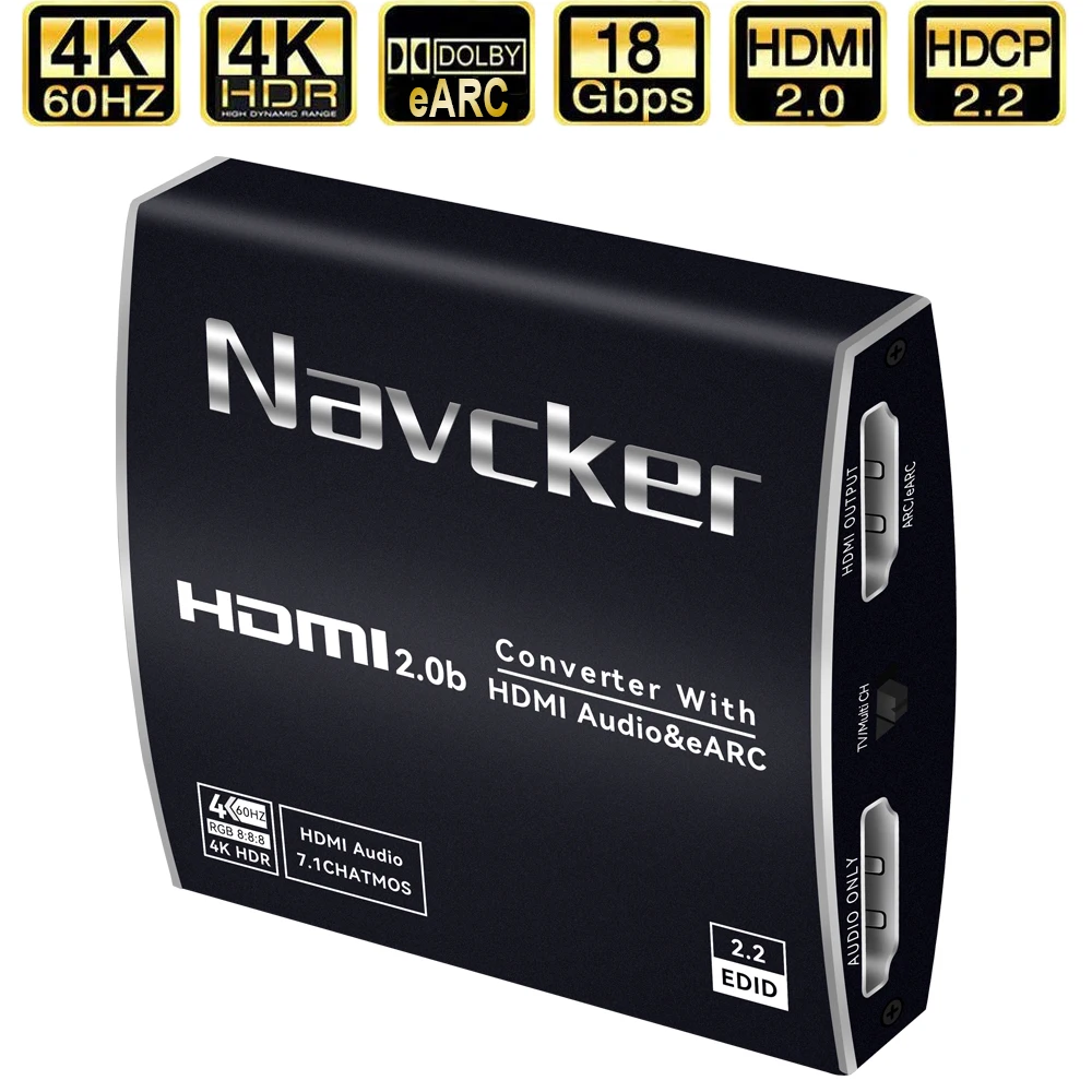 

2021 лучший аудио экстрактор eARC HDMI 2,0 4K 60 Гц RGB8:8:8 HDR HDMI сплиттер аудио преобразователь 4K HDMI в оптический TOSLINK SPDIF 7,1