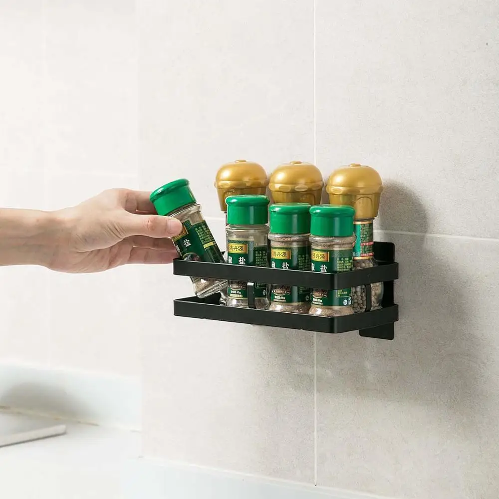 Полка для кухни из углеродистой стали настенная полка специй черная