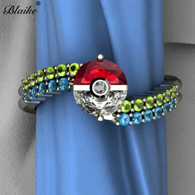 Женское кольцо для помолвки Blaike серебряное с шариком Pokemon Elf сверкающее