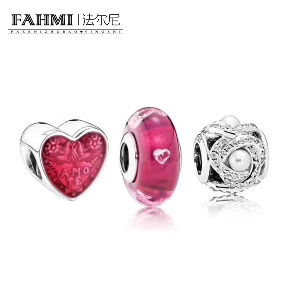 

2020 100% 925 Sterling Silver 1:1 Original Valentine's Day Charm Glass Beads Pearl Beaded Set Gift Jewelry Women Luxury Goods