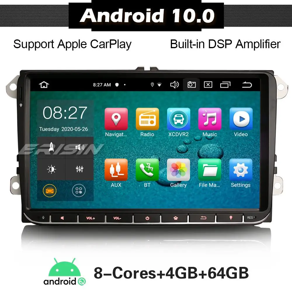 ERISIN 8128 Android 10 0 9'ɺutoradio für VW Passat Golf MK5/6 Caddy Touran Polo DSP Carplay 8-Kern Autoradio GPS Navi |