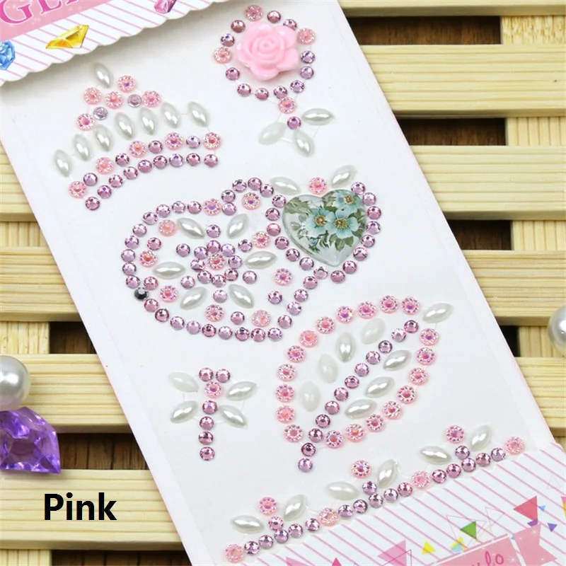 CA474-Pink 1 лист акриловые стрекозы искусственные бриллианты с повторяющимся цветом DIY Ручная работа телефон украшение автомобиля Скрапбукинг Ремесло стикер кристалл аксессуары - Цвет: CA474-Pink