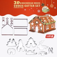 18 pieceset 3d three dimensional christmas cookie mould gingerbread house cookie mould cookie stamp moldes para galletas