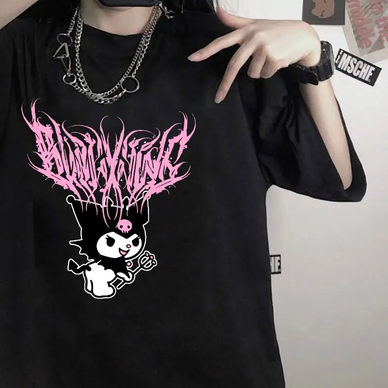 

Летняя Эстетическая мультяшная Милая забавная Женская Футболка Harajuku в готическом стиле