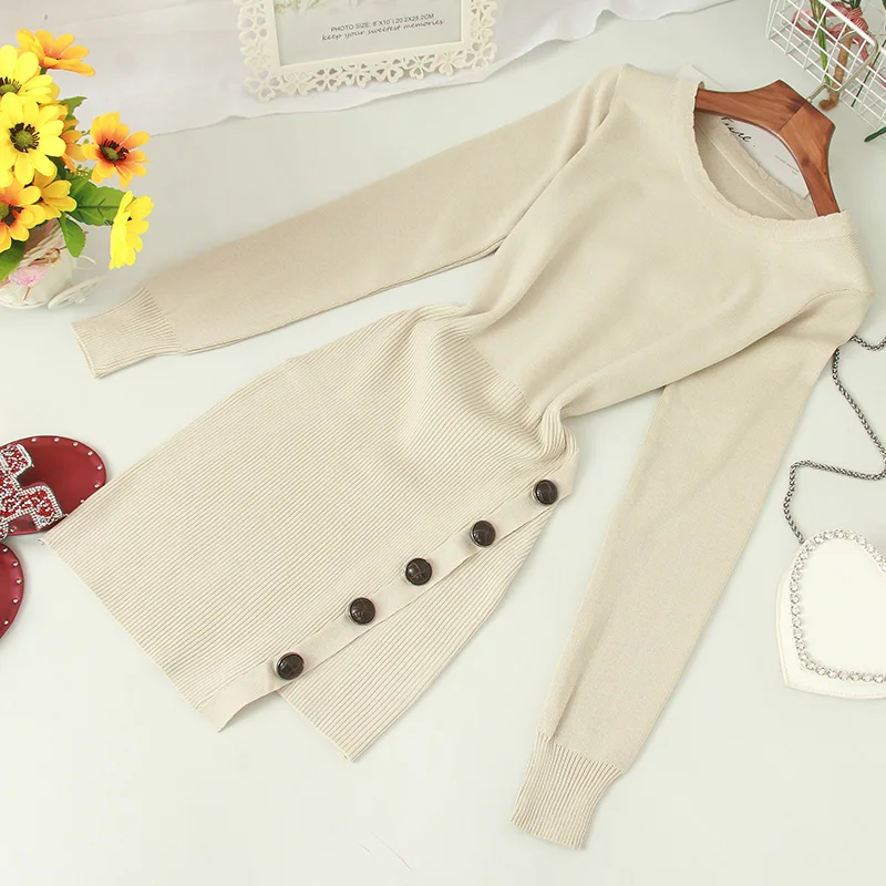 Fitaylor осеннее трикотажное платье-свитер для женщин офисное женское тонкое платье