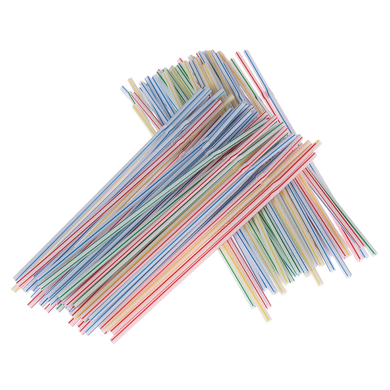 

100pcs Plastic Disposable Straws Flexible Straws Striped Multi Colored Rainbow Drinking Straws Bendy Straw Bar Accessories