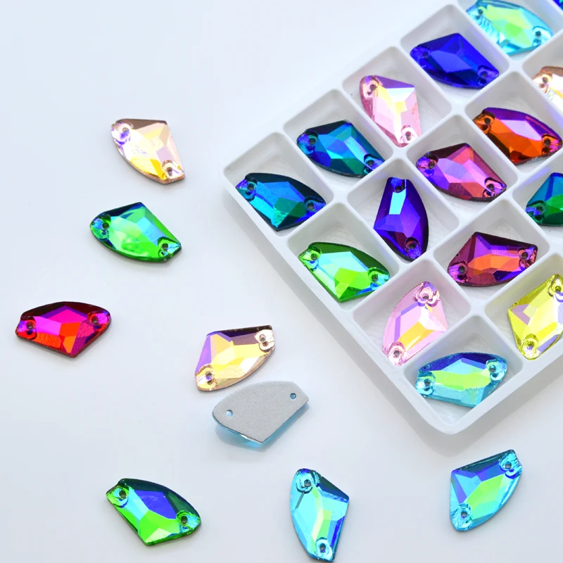Стразы всех размеров AX для шитья стеклянные стразы AB цветов два отверстия