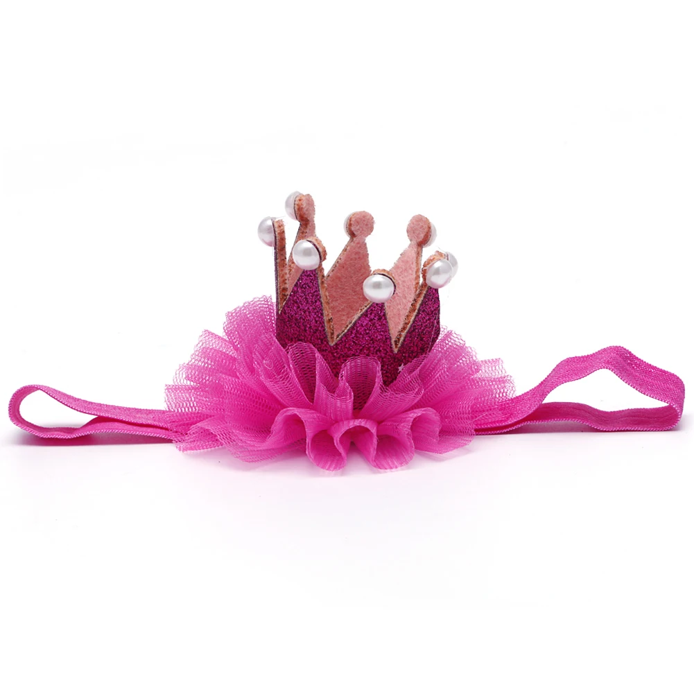 

Kids Girl Princess Faux Pearl Crown Headband Lace Headwear Hair Band Accessories