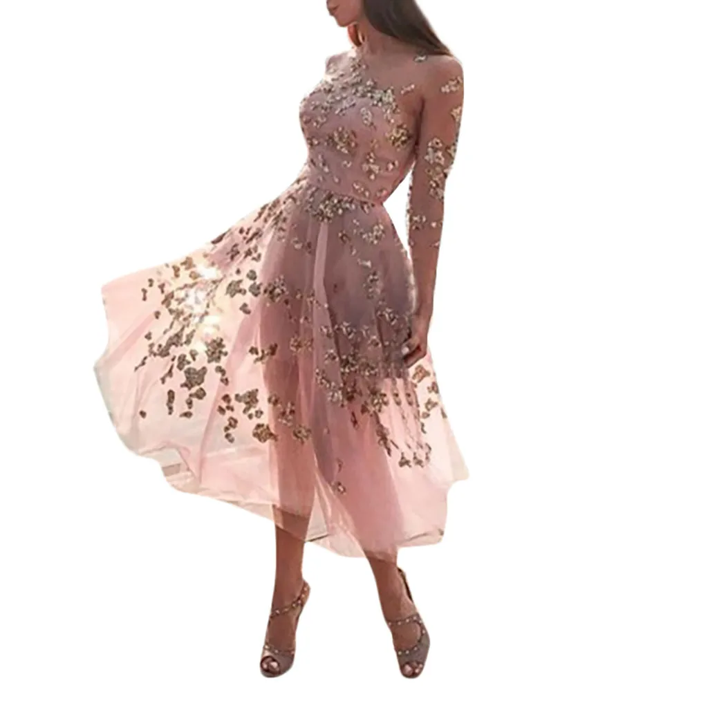 Женское платье с блестками CHAMSGEND сексуальное вечернее длинным рукавом без