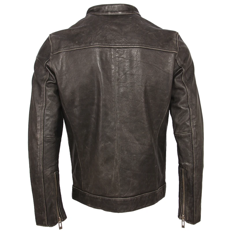 

MAPLESTEED Men's Leather Jacket 100% Calfskin Leather Jacket For Men Genuine Leather Coat Cow Skin Male Jacket Cowhide Size M140