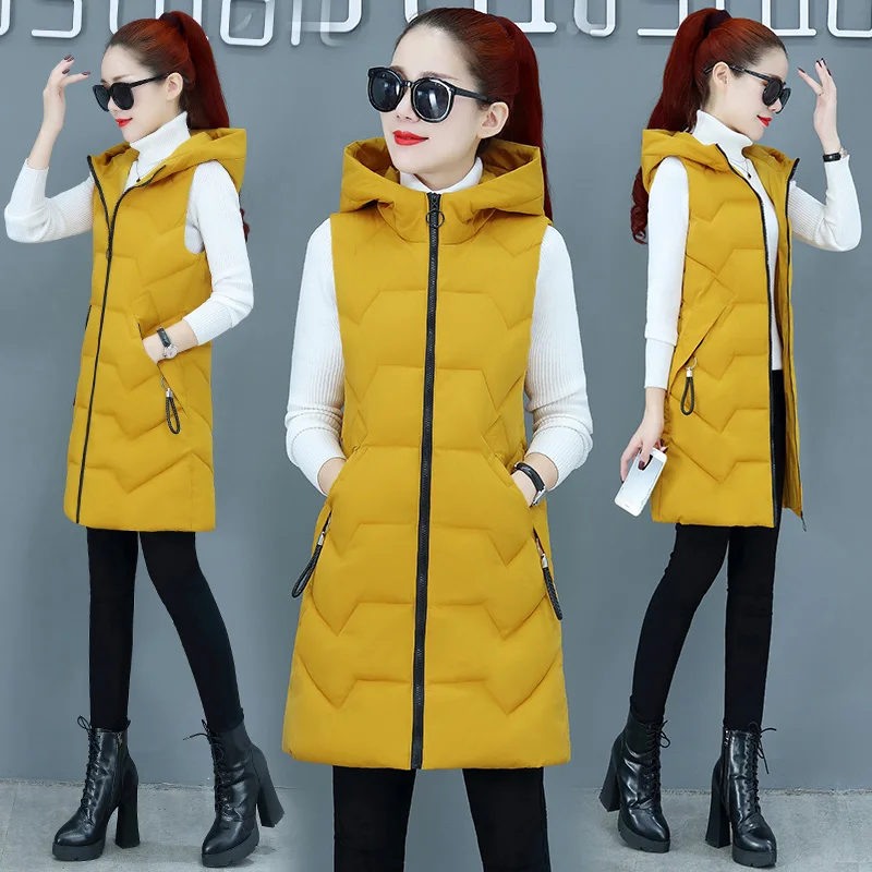 Brieuces женский зимний жилет с аппликацией Женский Длинный без рукавов куртка