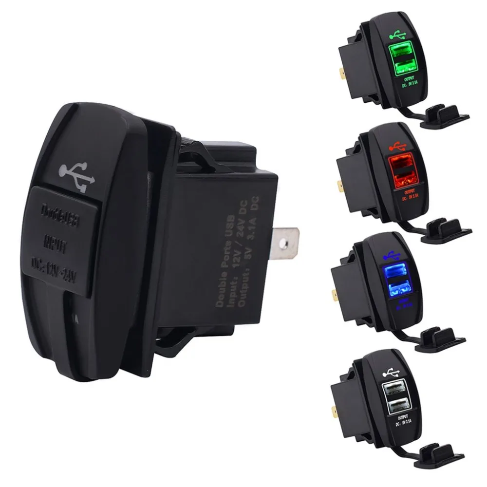 Двойной Автомобильный usb разъем для зарядного устройства с светодиодный