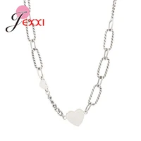 fashion simple 925 sterling silver love heart necklace for women girl vintage short clavicle chain necklace party jewelry bijoux
